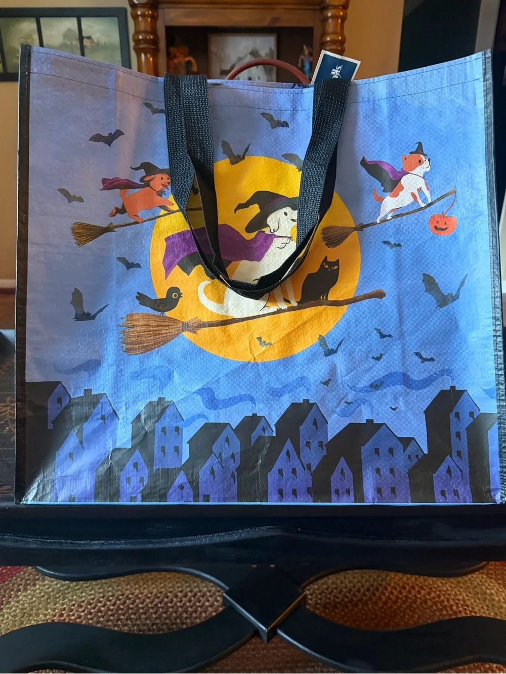 Marshalls/ TJ Maxx Halloween Dogs on Brooms Reusable Tote Bag 🐶🧹🌝🦇🎃